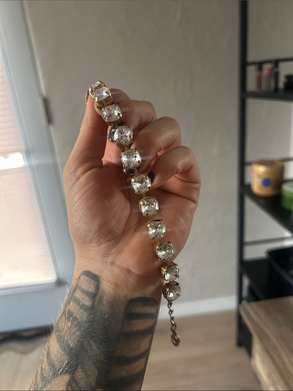 Gold Crystal Tennis Bracelet - Clear Stone Women’s Jewelry